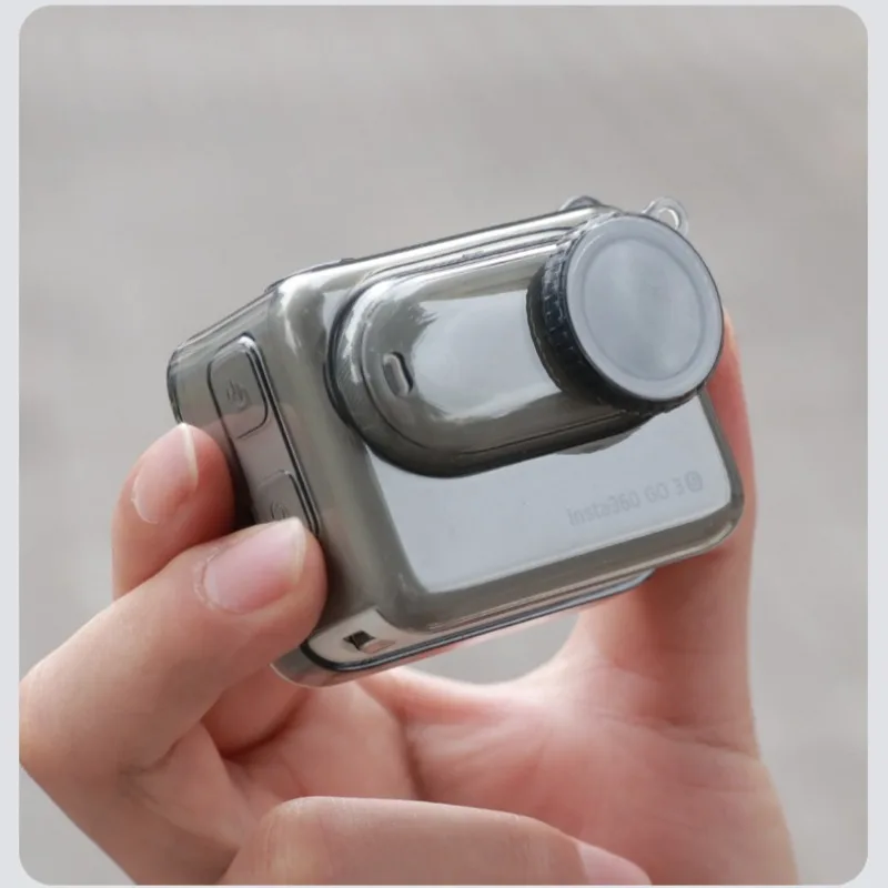 For Insta360 GO 3S Soft Silicone Protective Case with Lanyard Lens Cover Anti-Scratch Shockproof Skin TPU Transparent Soft Cover