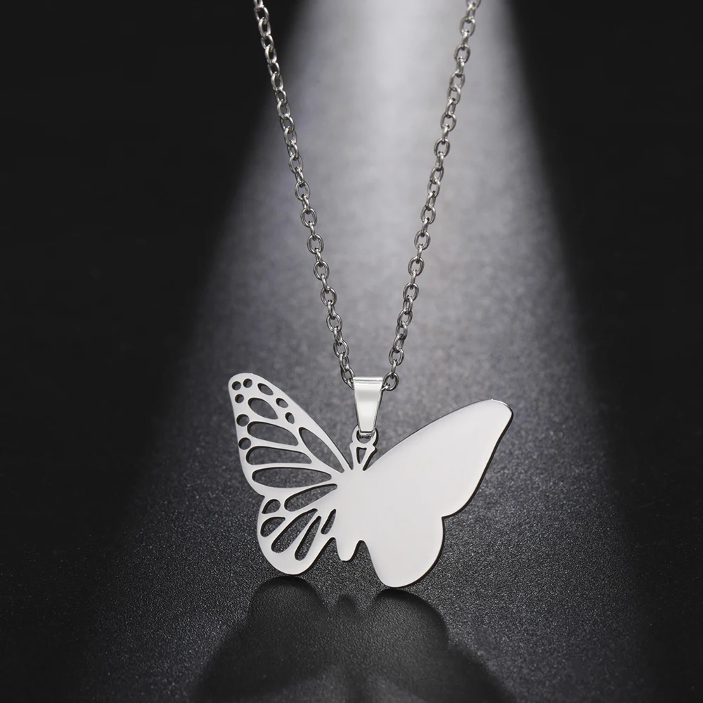 Sipuris Schmetterling Personalisierte Gravur-Namenskette Edelstahl Goldfarben Trendiger Vintage Personalisierter Tier-Anhänger Schmuck – Detail 7