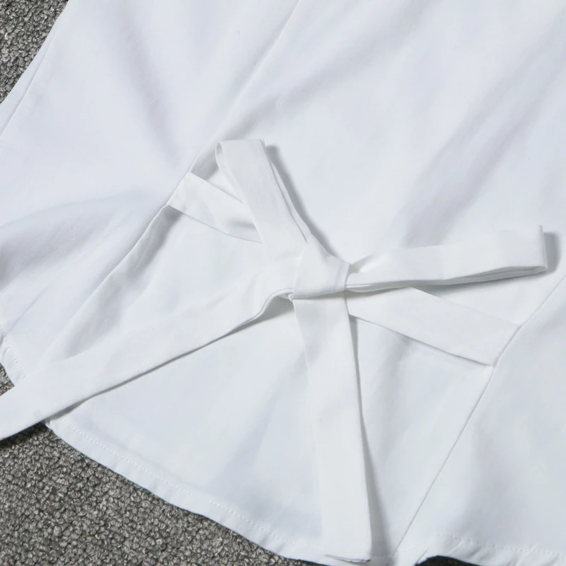 Koszula damska z krótkim rękawem z definiowaną talią bandaż w stylu Preppy słodkie pikantne dziewczyny na cały mecz koreańska moda JK topy lato — zdjęcie 5