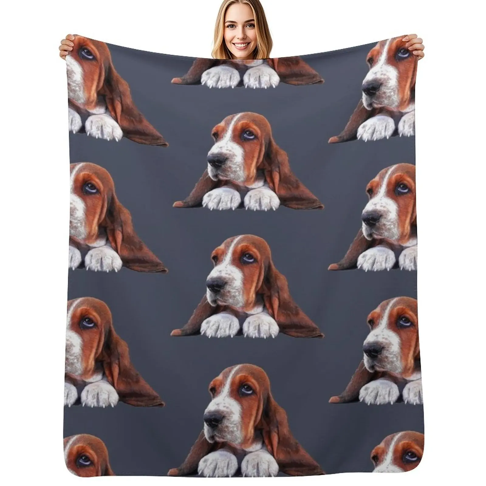 Basset Hound Puppy Dog Throw Blanket For Decorative Sofa heavy to sleep Shaggy Decorative Beds Bed covers Winter beds Blankets