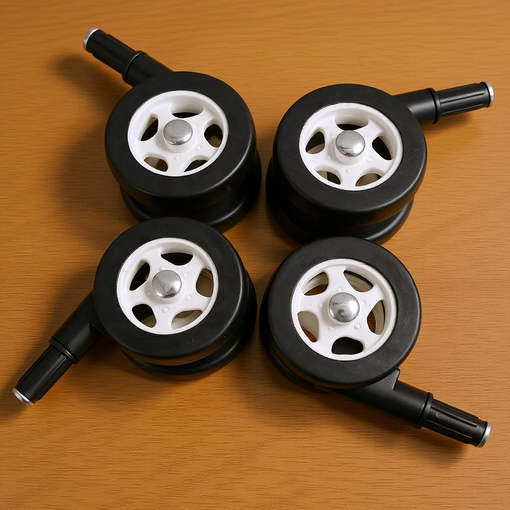 4 قطع من عجلات عربة الأطفال البلاستيكية البديلة، مناسبة عالمية، سهلة التركيب، عجلات تشغيل ناعمة وهادئة للرضع