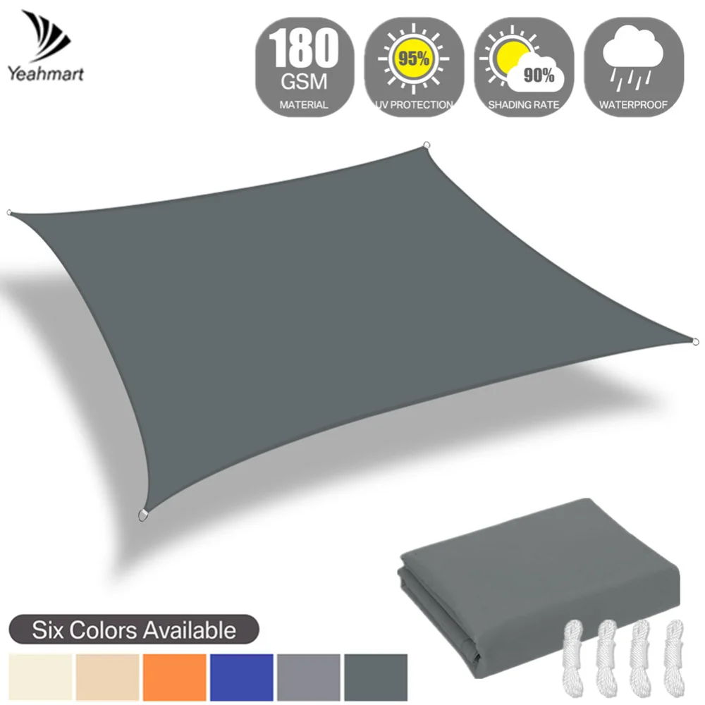 Abrigo solar retangular UV para pátio, Toldo do jardim com varanda, Abrigo meteorológico, 4x2 m, 3 m, 5 m, 6m