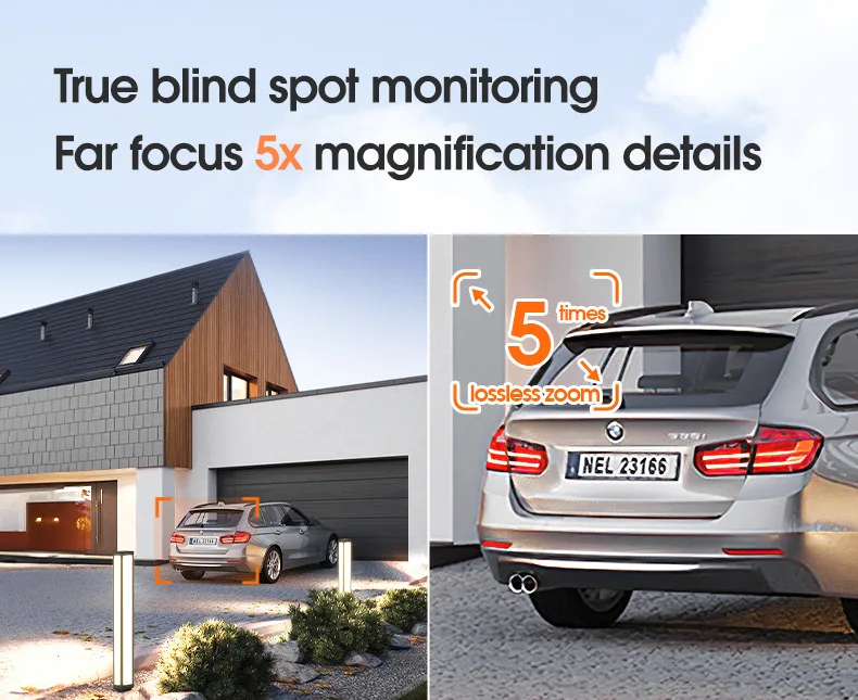 듀얼 스크린 듀얼 렌즈 방수 카메라, 스마트 홈 AI 바디 자동 추적 CCTV, 4MP 와이파이 PTZ 카메라, 5 배 확대 디테일