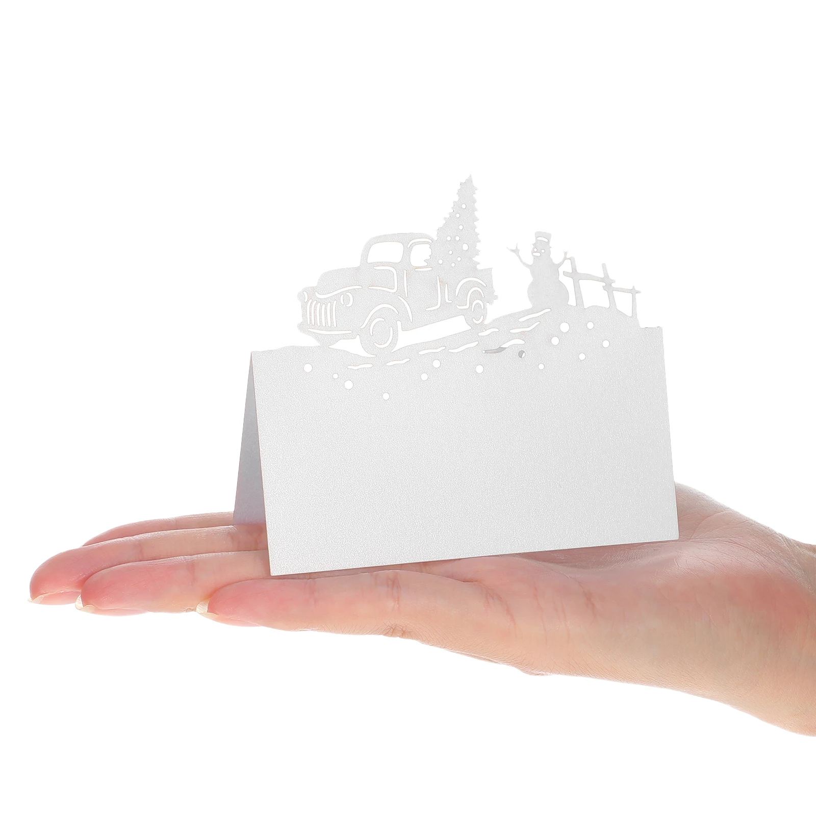 

50 шт. Рождественские карточки-тенты для рассадки гостей: Снеговик и елка, вырезанные из бумаги, для праздничного ужина, свадьбы, вечеринки