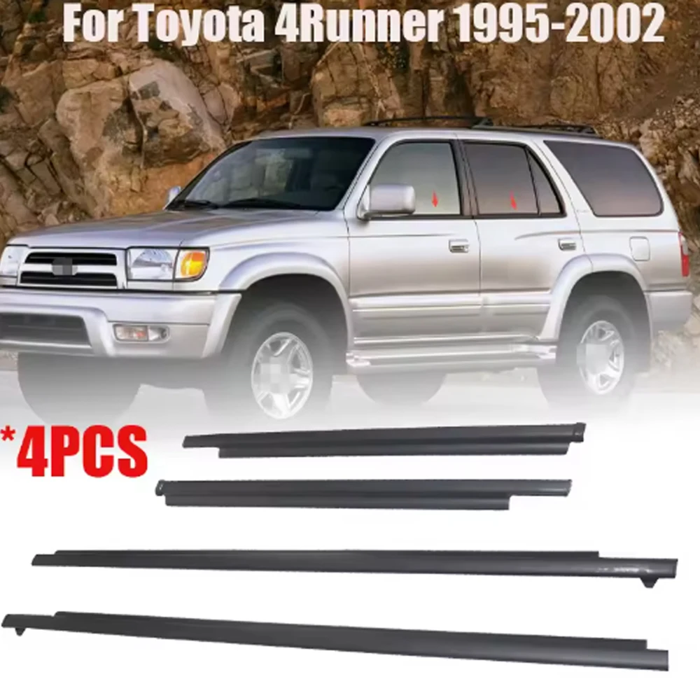 4 قطعة باب السيارة الجديد الزجاج الخارجي صب السير الوقائي 68161-35010 لتويوتا 4 عداء 1995-2002 قوالب حزام ختم الباب عدة