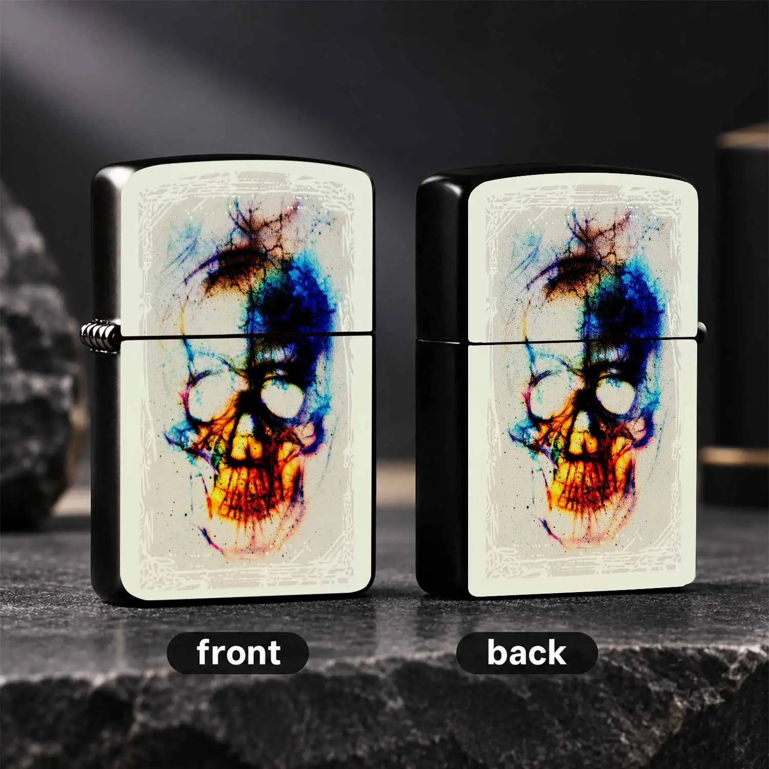 Stylish Lighter With Gradient Art Skull Pattern, Portable Exquisite All-Scene Daily Tool For Outdoor Camping Gathering Travel Dating, Durable Creative Decorative Practical Item, Ideal Unique Gift Choice For Your Friends A Humorous And Inter
