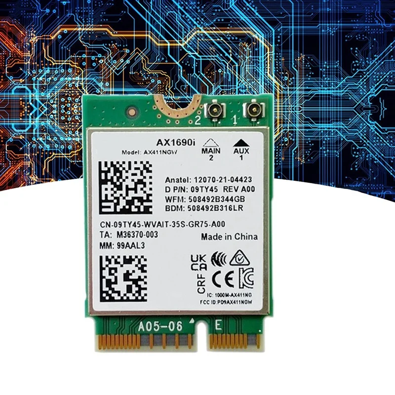 AX1690I Wifi Card+2Xantenna AX411 Wi-Fi 6E Speed 2.4/5/6Ghz Bluetooth 5.3 Wireless Module