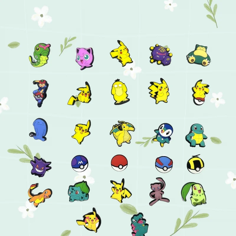 

Kawaii Pokemon Shoe Charms Set for DIY Sandals - 20/27/47Pcs Pikachu Charizard Squirtle Accessories Kids Anime Gifts
