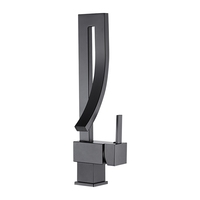 Bathroom Basin Faucet Cold Hot Rotation Mixer Crane Tap Black Waterfall Sink Mixers