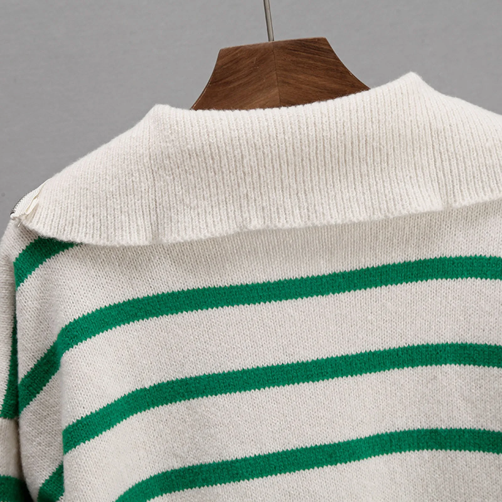 Pull à Manches sulfpour Femme, Décontracté, Col Rabattu, Rayé, Patchwork, Chic, Automne Hiver 2023