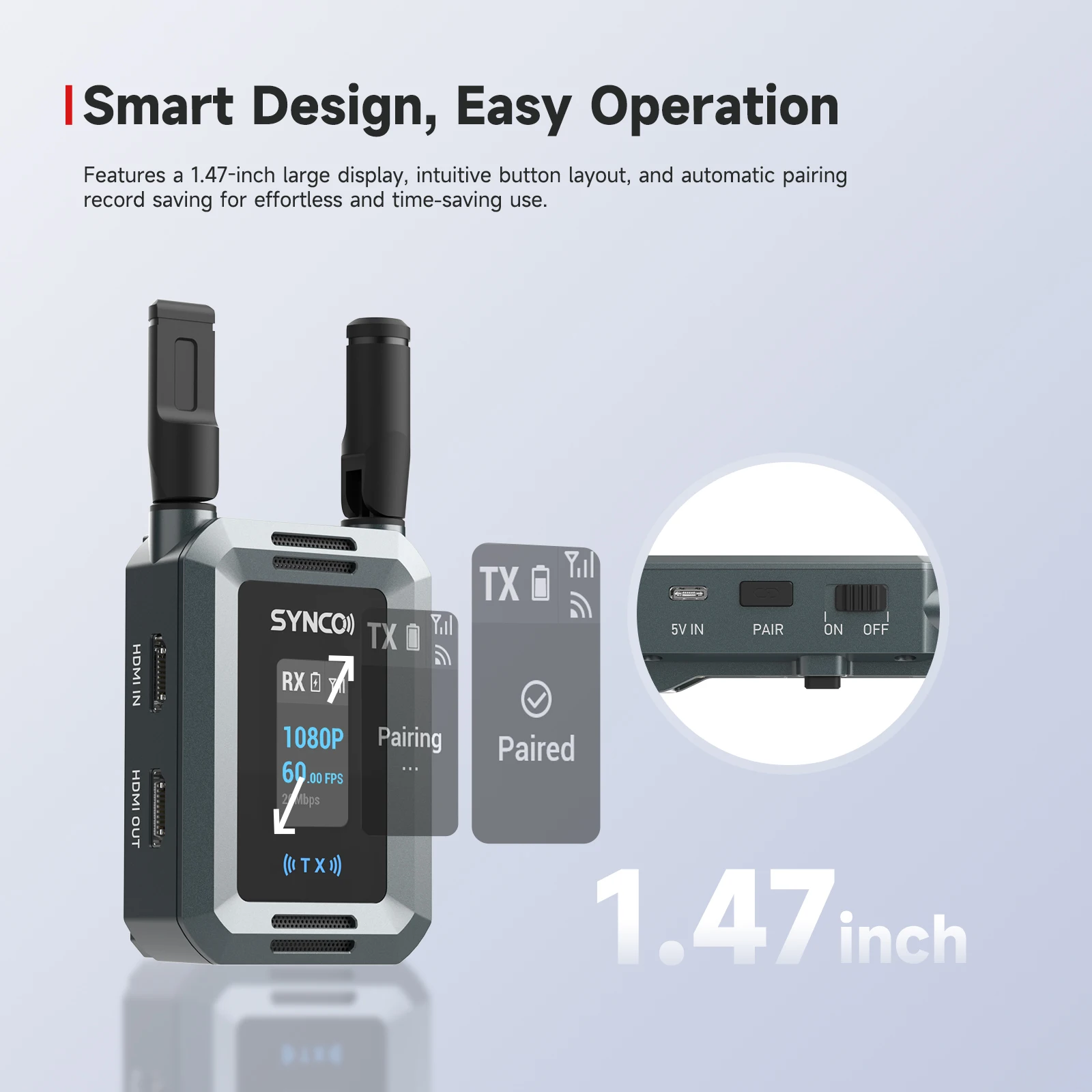 SYNCO Xvison HD نظام نقل الفيديو اللاسلكي المهنية 1080P 60fps جهاز ريسيفر استقبال وإرسال #5