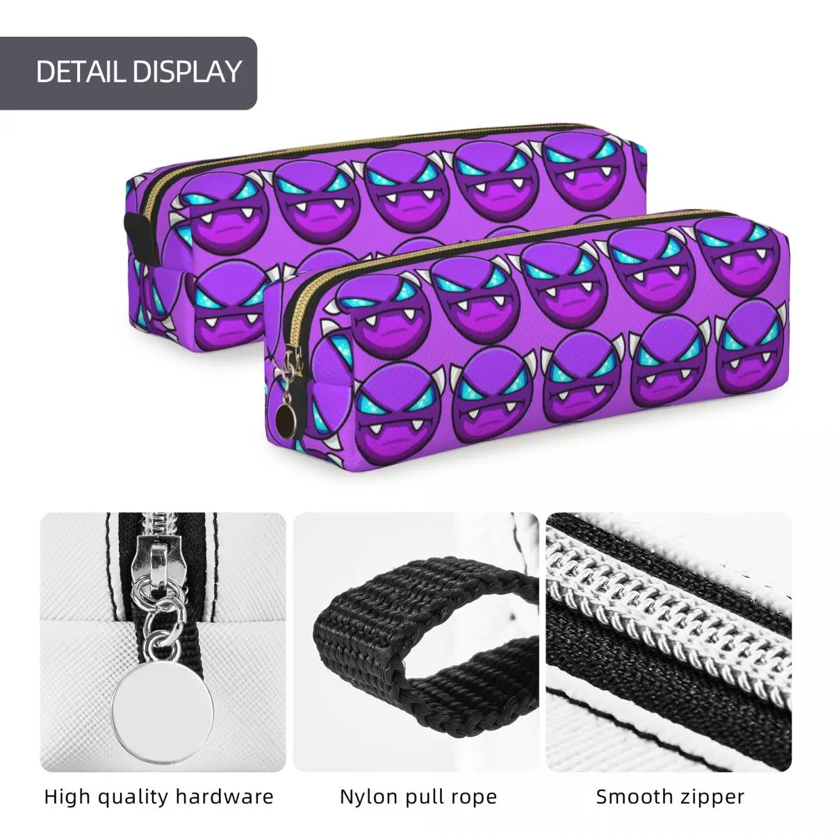Geometry Cube Game Dash Pencil Case Easy Demon Pen Bags Girl Boy Large Storage Students School Zipper Pencil Pouch