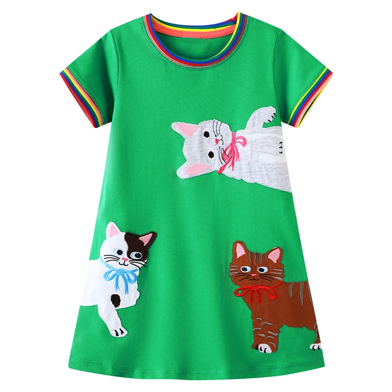 Dresses for Girls Casual Short Sleeve Children's Clothing 2024 Summer Cartoon Infant Cartoon Baby Girl Clothes