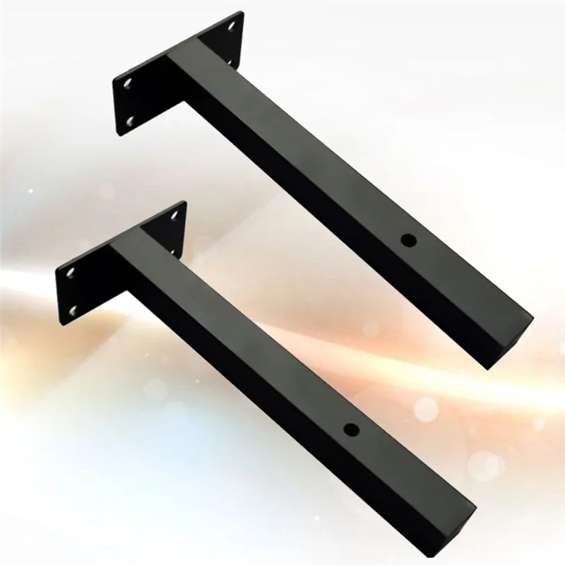 ABZL 2Pcs Floating Bracket Wall Shelf Iron Support Heavy Duty Black Board Home Office Kitchen Storage Rack Shoe Ledge