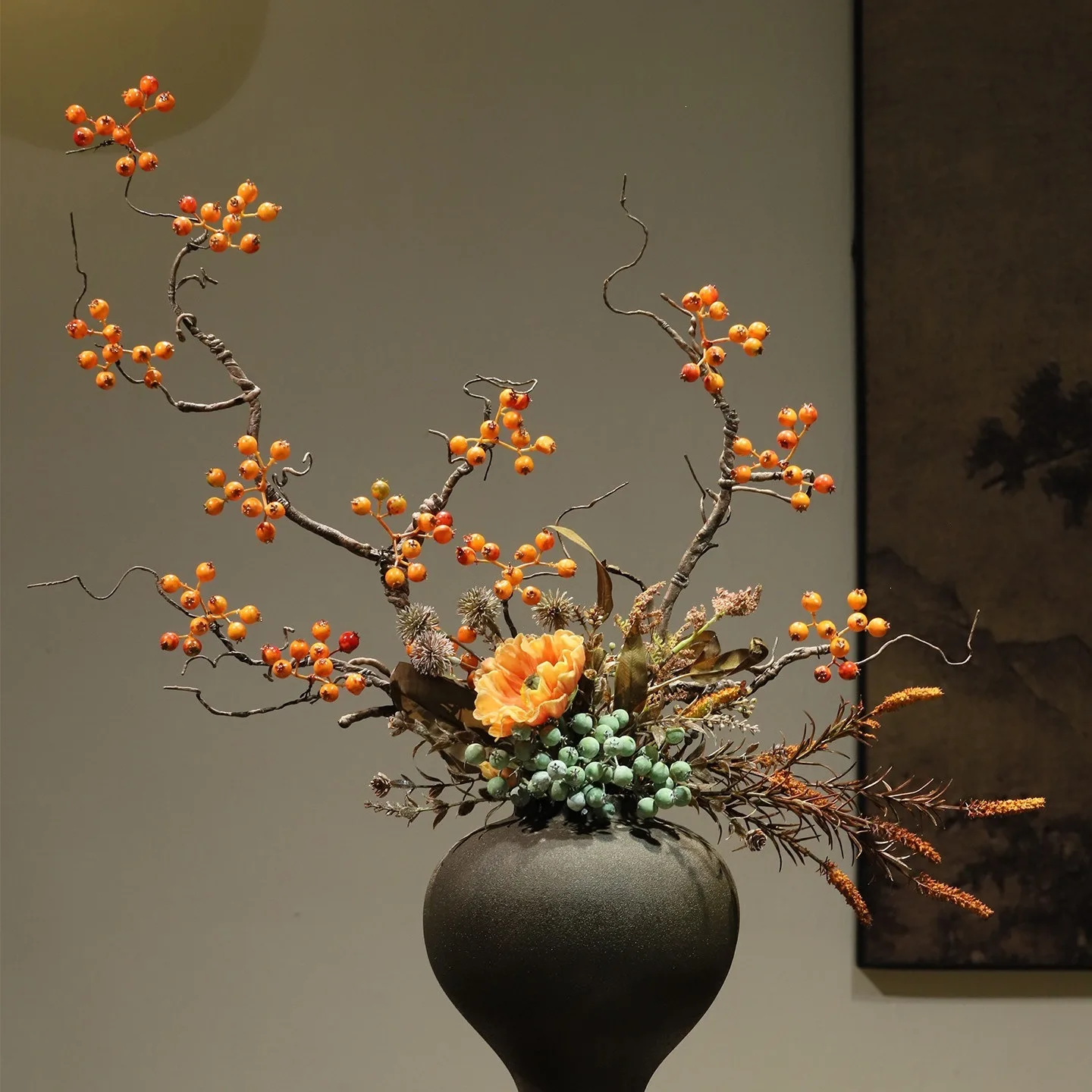 Song Dynasty Aesthetics Living Room High-end Ornament New Chinese-style Ceramic Vase Zen Flower Arrangement Homestay