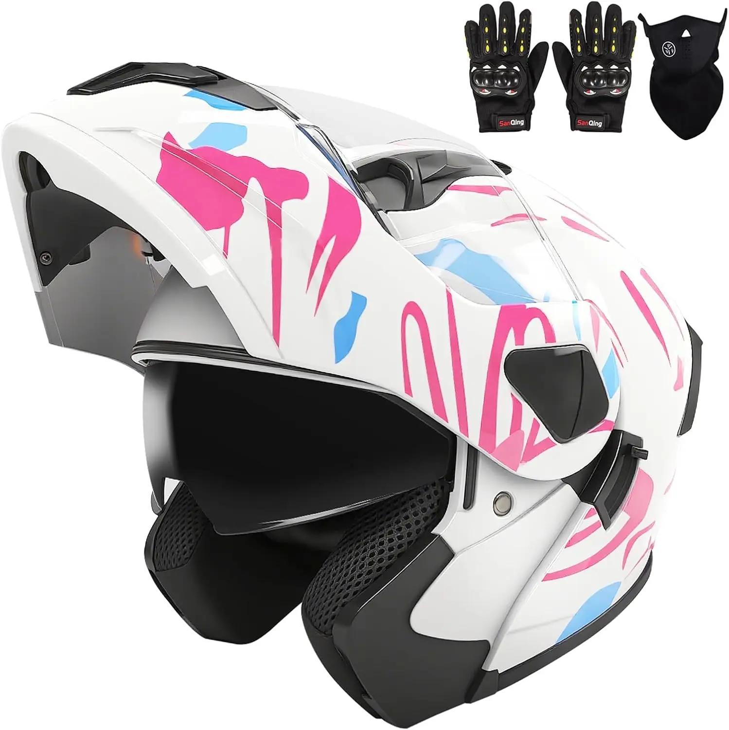 

Adult Modular Motorcycle Helmets DOT Approved Flip up Dual Visor Full Face Helmet for Men Women Moto ATV UTV Snowmobile ADV Four