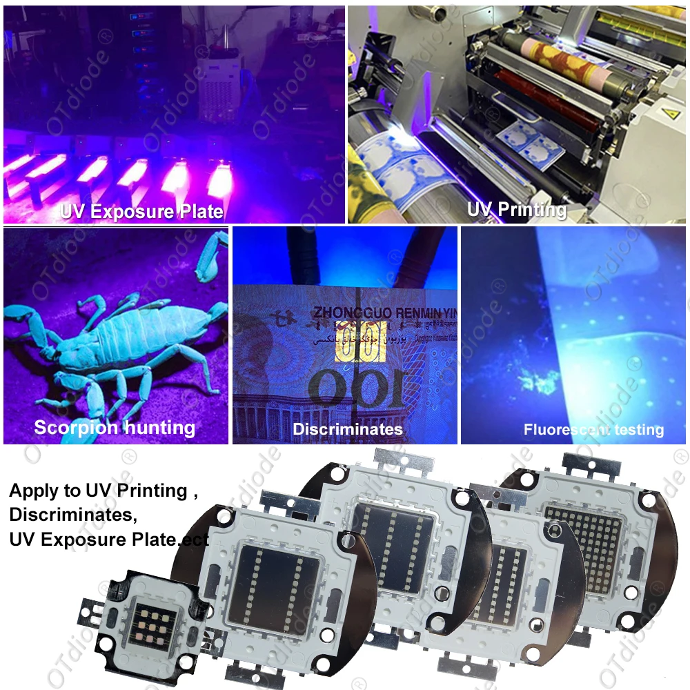 UV LED 3W 5W 10W 20W 30W 50W 100W High Power Light UV Purple LED 365nm 385nm 395nm 400nm 405nm 410nm Ultraviolet Bulbs Bead Chip view 6