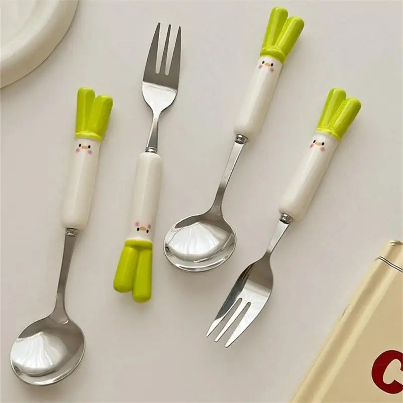 Chopsticks Student No Glitch Thick Cartoon Easy To Clean Tableware Fork Work Portable Smooth Cute Durable Spoon Set Spoon Child