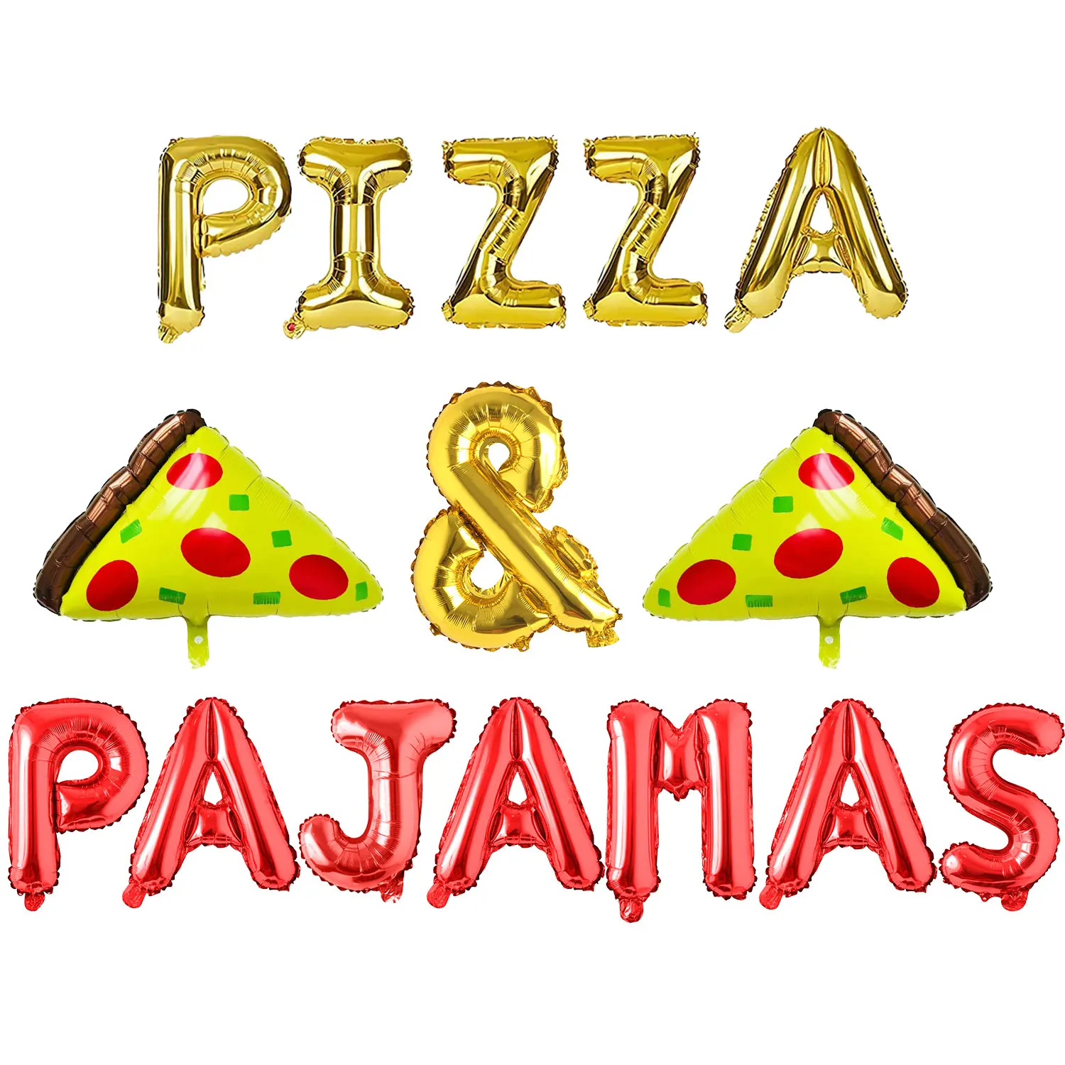 

Pizza Themed Party Decorations, Gold and Red, Foil Balloons, Banner for Girls, Baby Shower, Birthday Party Supplies