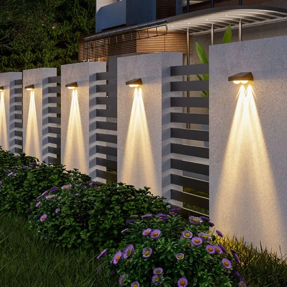2LED Waterproof Solar Wall Lamps White Light Warm Light Night Outdoor Street Light Outdoor Rainproof 3LED Solar Wall Lights