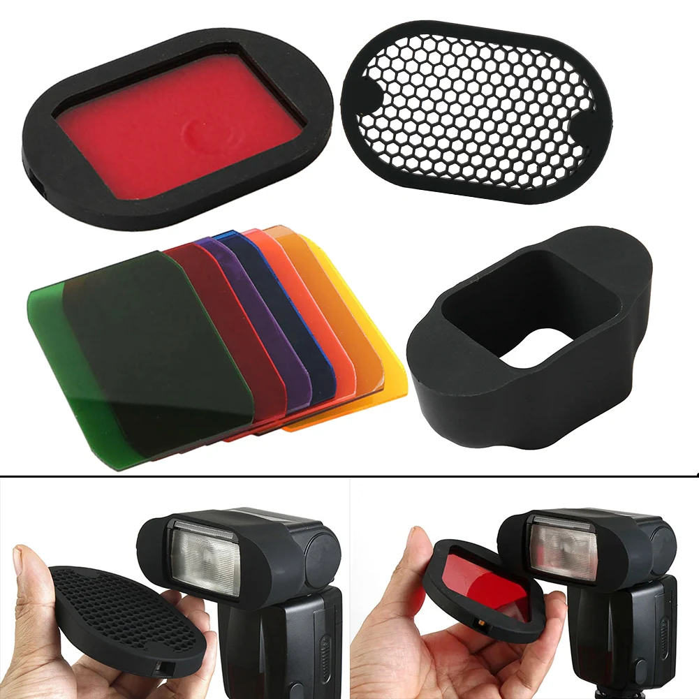 Flash Speedlight Honeycomb Grid kit with Magnetic Gel Band filters Flash Accessories Kit as MagMod for canon flash