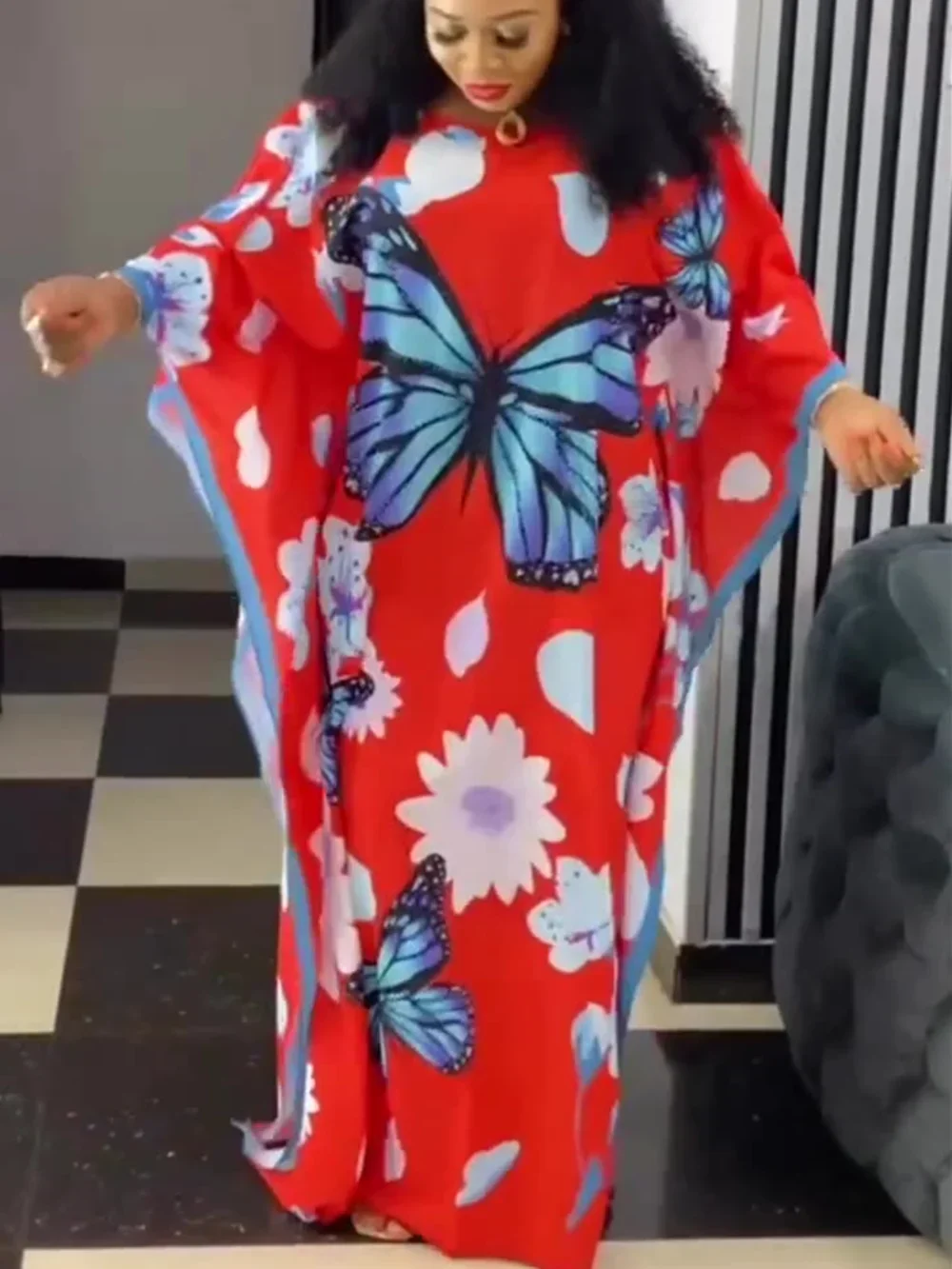 

Elegant African Dresses for Women Muslim Fashion Chiffon Print Boubou Dashiki Ankara Outfits Evening Gown Abayas Kaftan Robe