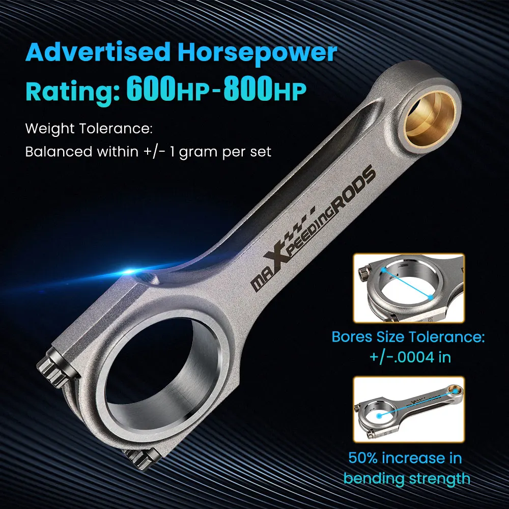 4 × H-Beam 4340 قضبان كونرود + مسمار ARP 2000 لمحرك ميتسوبيشي 4B12 2.4L 5.657"