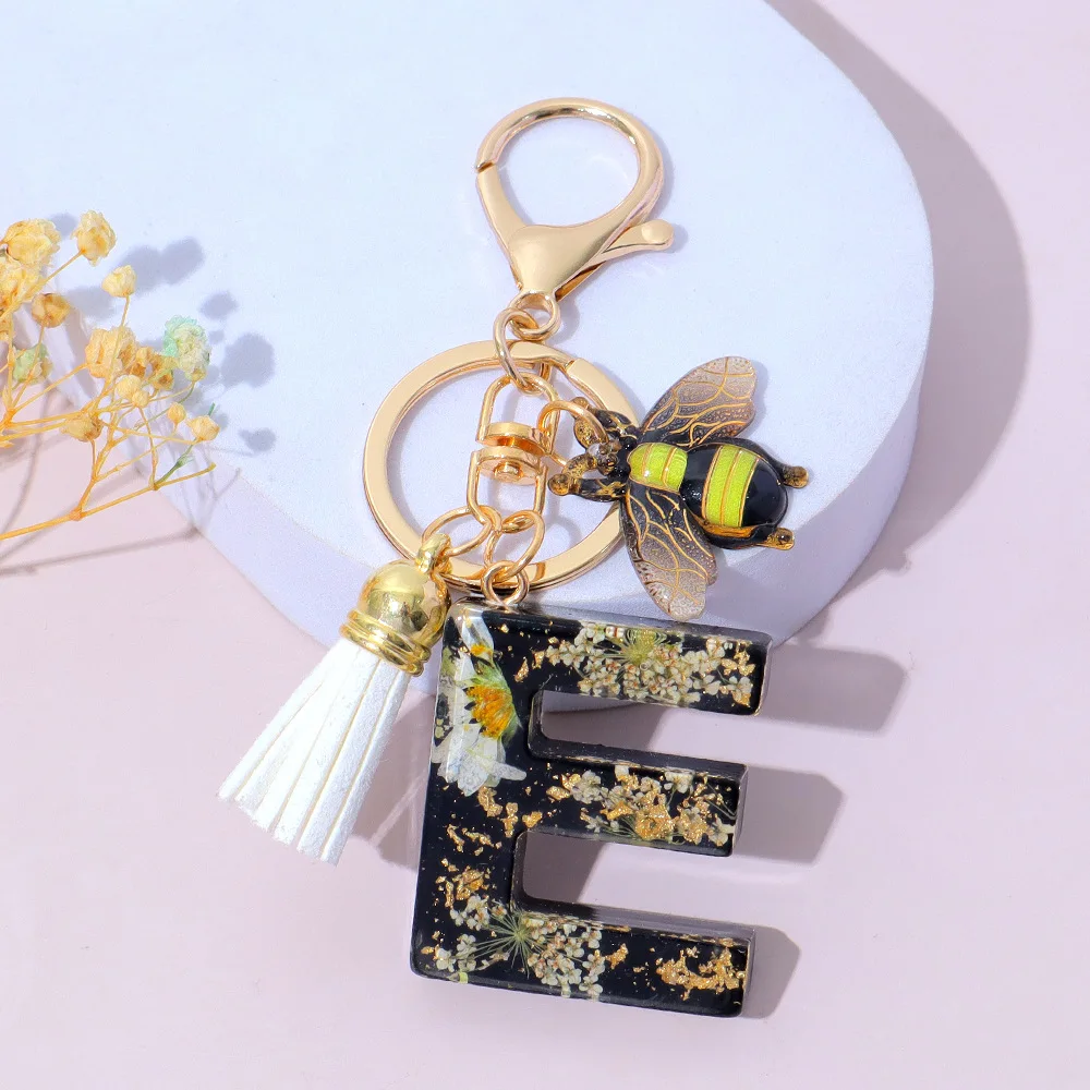 Fashion Bee Daisy Dried Flower Keychains Resin