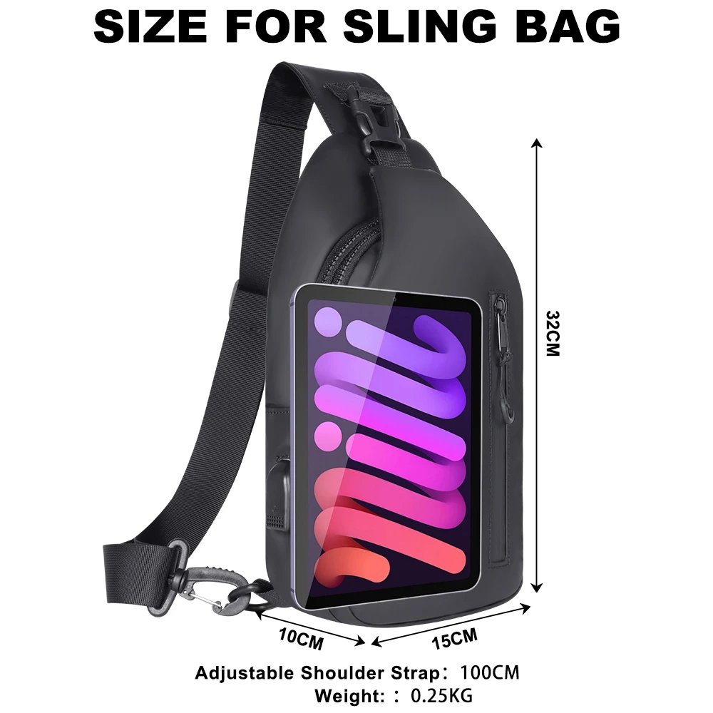 Lightweight Waterproof Anti-Theft Sling Bag Backpack for Men Women, Crossbody Chest Shoulder Bag with Multi-Pockets for Travel H
