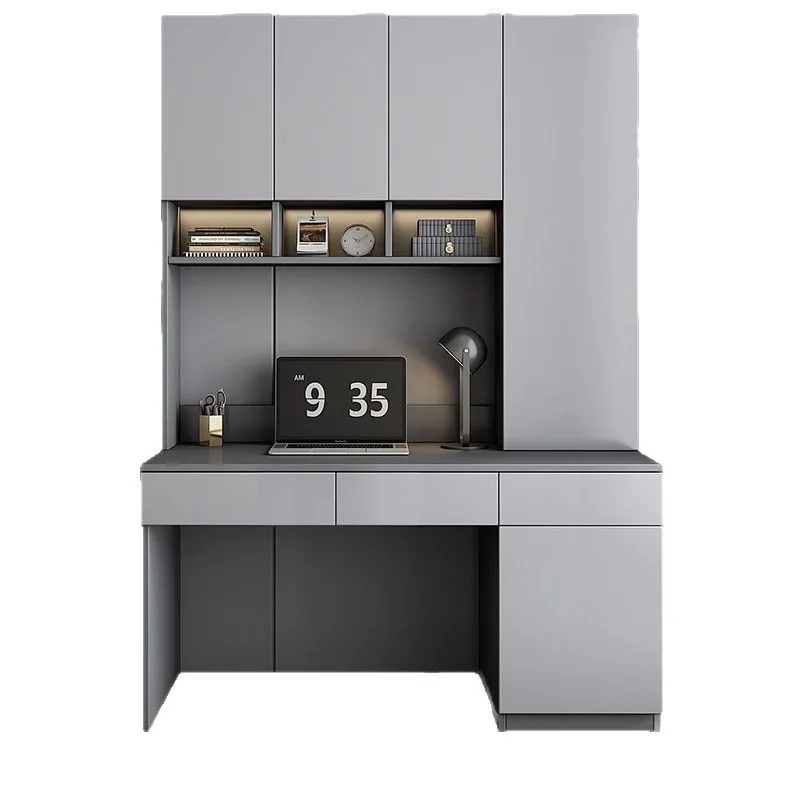 

Desk bookshelf integrated table household computer desktop student study light luxury workbench writing
