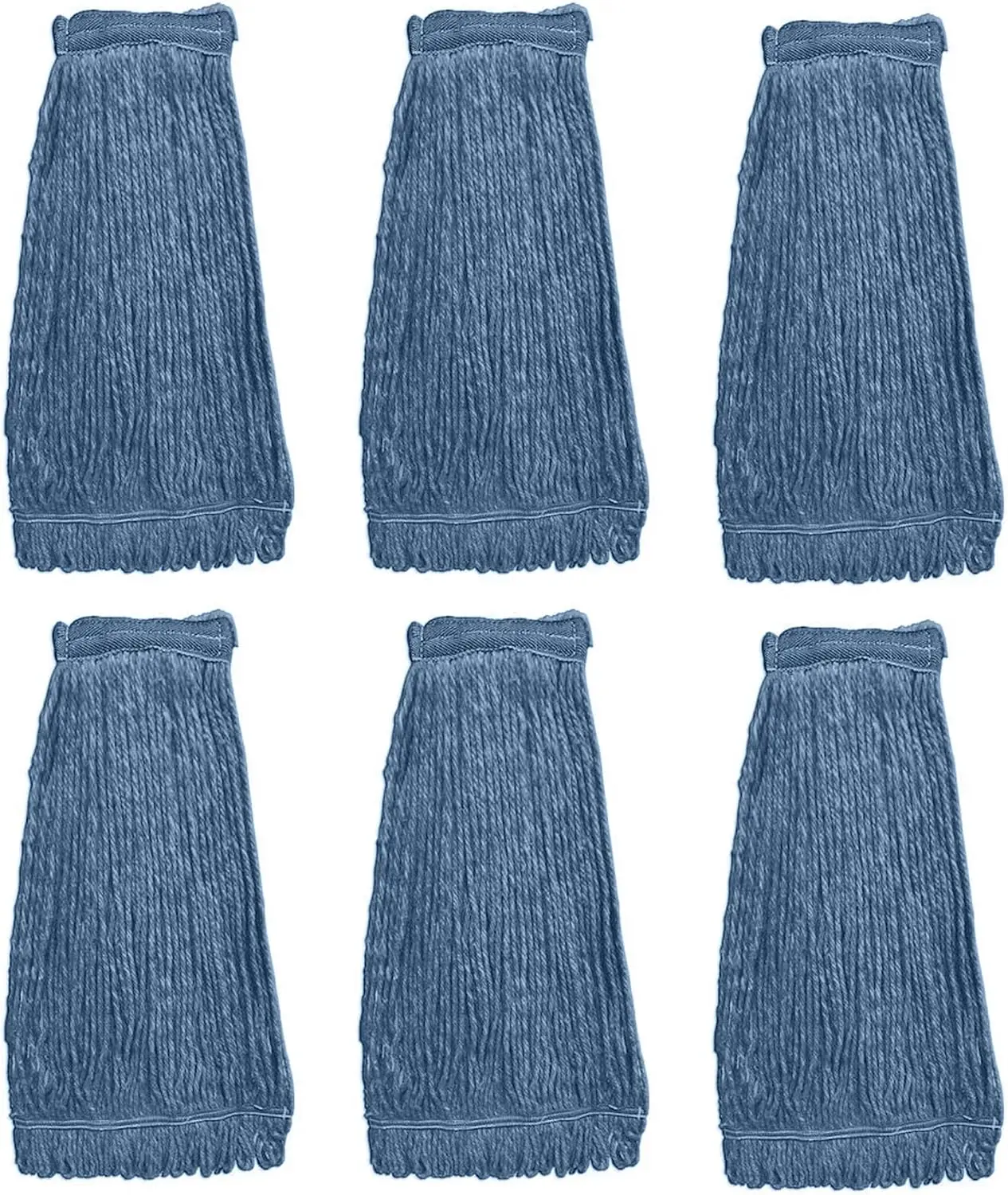 

Heavy Duty Commercial Mop Head Replacement, Wet Industrial Blue Cotton Looped End String Cleaning Refill (Pack of 6)