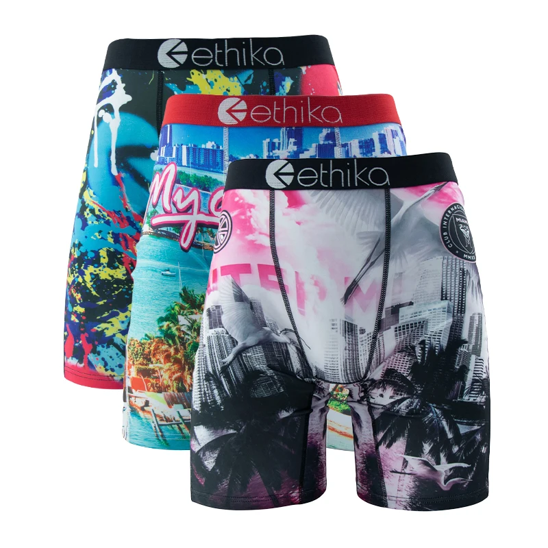 ETHIKA 3Pcs Men Sexy Underwear Boxers Breathable Man Underpants Plus Size S-3XL Mens Trunks Men's Panties Lingeries Boxer Briefs image 3