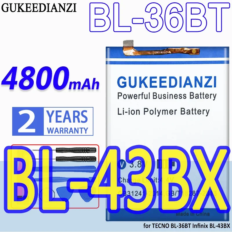 

High Capacity GUKEEDIANZI Battery BL-36BT 4800mAh for TECNO BL-36BT for Infinix BL-43BX