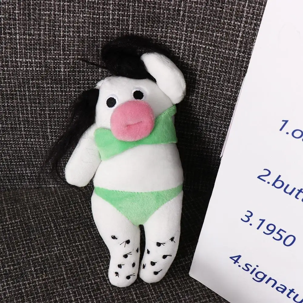 LLavero de felpa con boca de salchicha de algodón PP, llavero de muñeca de tela con ojos grandes y esponjosos, colgante de muñeca fea Ins de dibujos animados