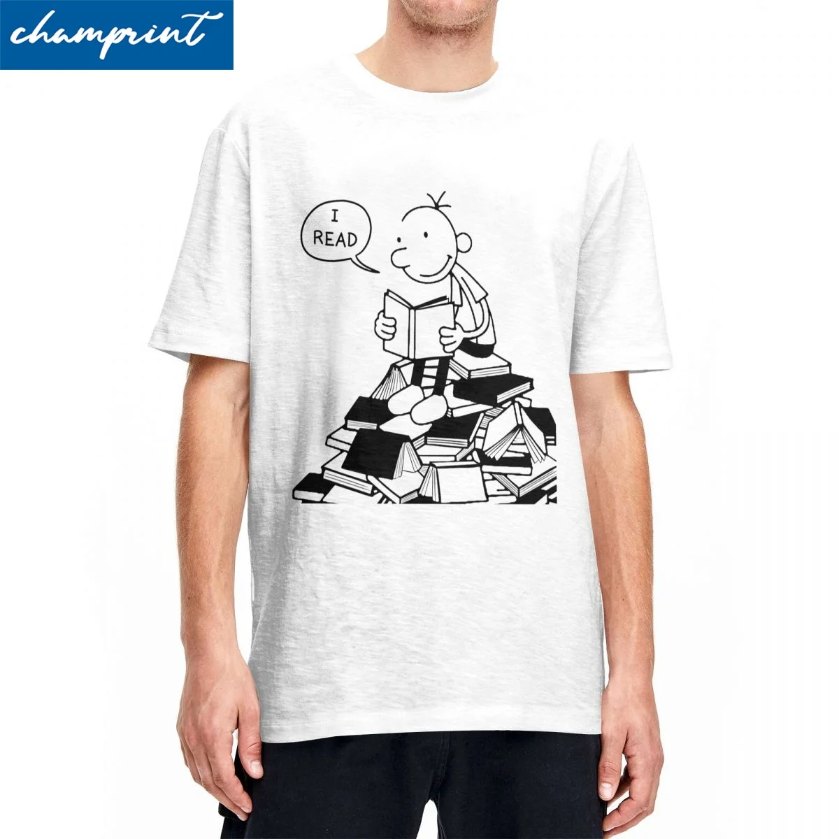 Printed Wimpy Kid I Read Books T Shirt Men's Round Neck Short Sleeve Clothes Loded Diper 100%Cotton Summer TopsTops