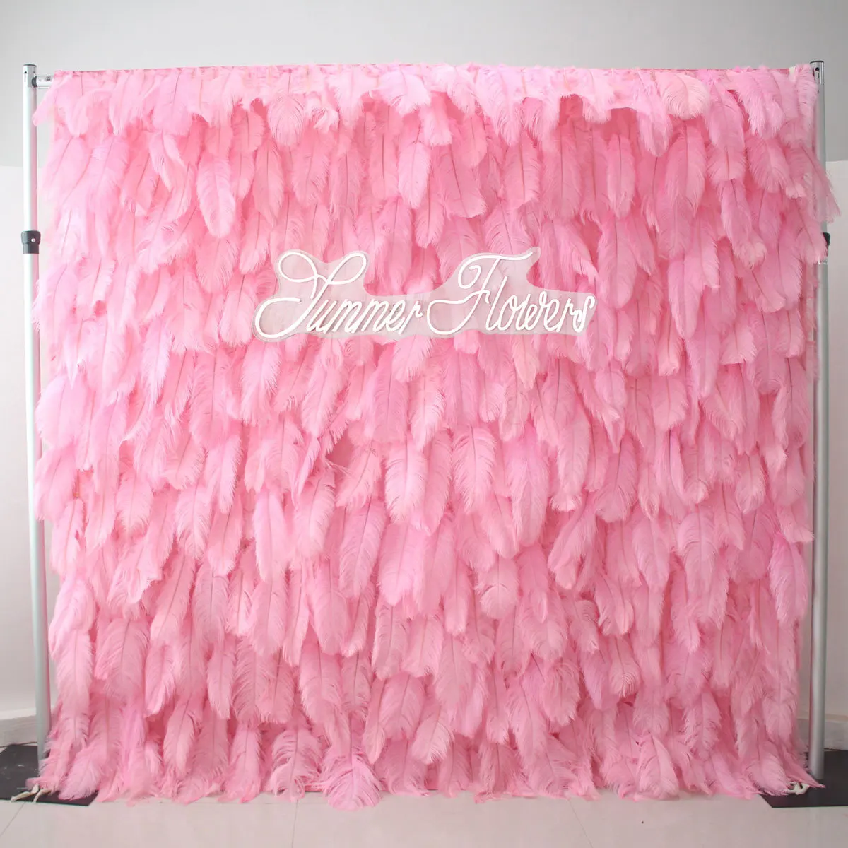 3D Deluxe pink feather fabric fabric artificial feather flower wall Outdoor wedding background decoration birthday party event