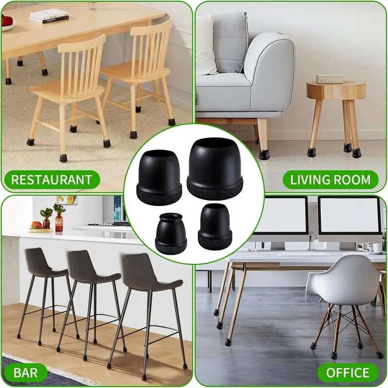 8PCS Chair Leg Floor Protectors Round Silicone Furniture Leg Foot Covers Table Feet Cups For Hardwood Floors Thick Wrap Felt Pad - Image 3