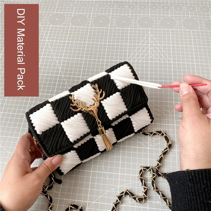 DIY Handcraft Shoulder Bag Making Materials Package Weaving Bag Grid Handmade Supplies Woman Bag Selfmade Sewing Accessories