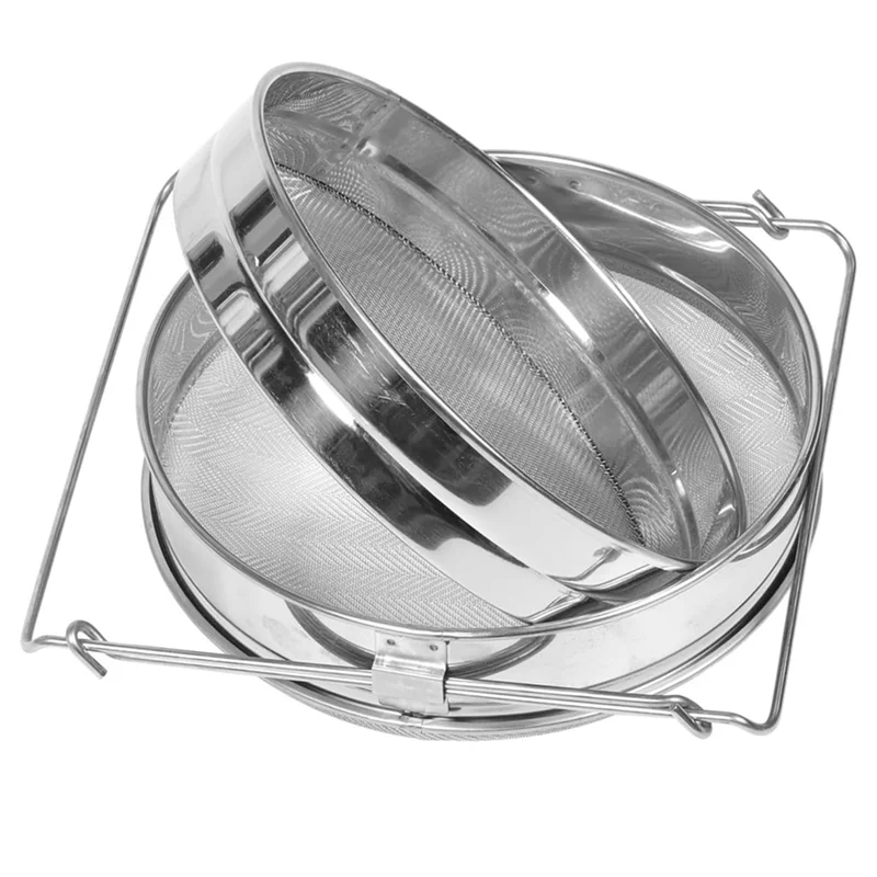 

Stainless Steel Honey Strainer Double Sieve Honey Fragment Strainer Honey Extraction Equipment For 5 Gallon Bucket Honey-AT64