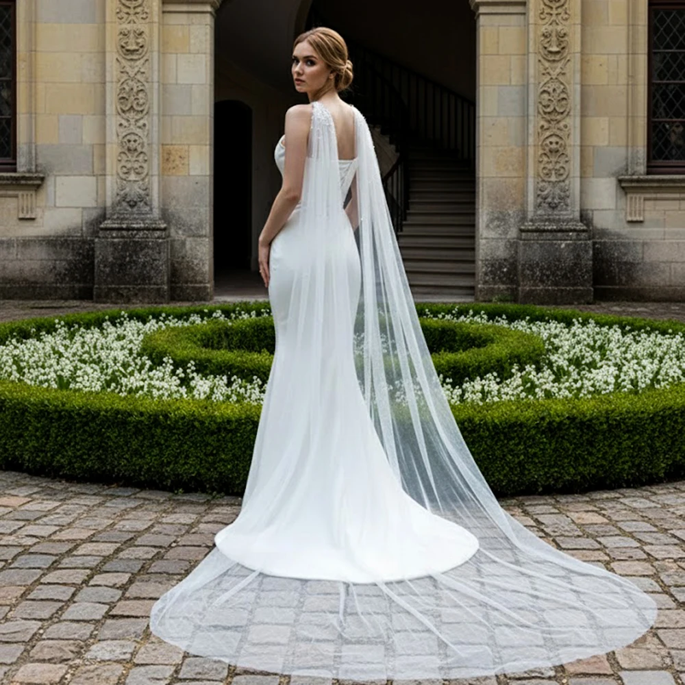 Pearl-Embellished Bridal Shawl Veil Timeless & Stylish Bridal Shawl Cape Luxury Women Accessory Weddings Gala Elegant Party