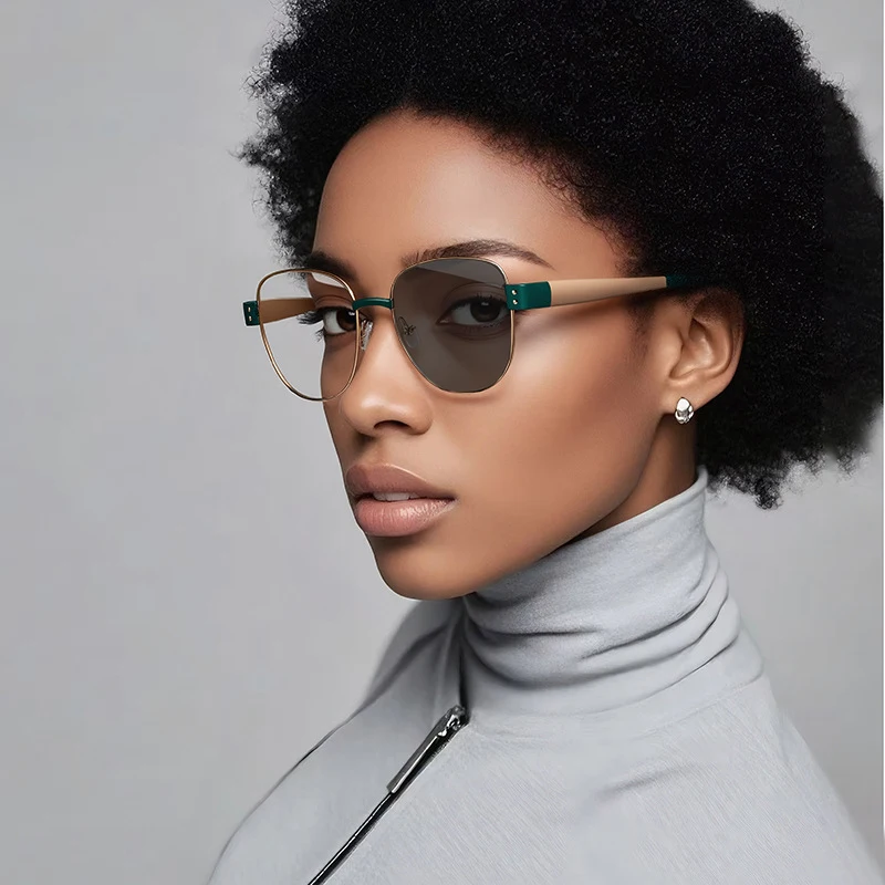 

Retro Oval AlloyPhotochromic Nearsighted Glasses Women Fashion Spring Hinge Square Myopia Eyeglasses Diopter 0 -0.25 To -4.0