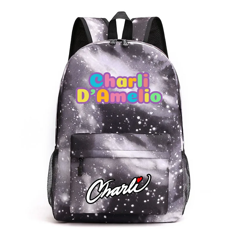 الهيب هوب شعبية Charli D'amelio حقائب ظهر للكمبيوتر المحمول التلاميذ الحقائب المدرسية طباعة أكسفورد مقاوم للماء بنين/بنات حقائب الكمبيوتر المحمول