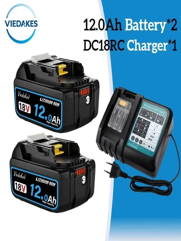Batterie Lithium-ion 100% originale 18V 12000mah, adaptée à makita BL1850 BL1840 BL1830 DC18RC, charge rapide ☽
