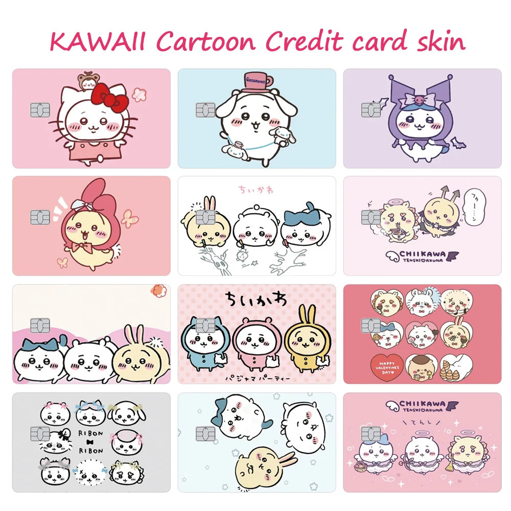 

Cartoon Cute Chiikawa Credit Card Skin Stickers Matte Frosted Suitable for VISA Bank Card Bus Subway and Other IC Magnetic Cards