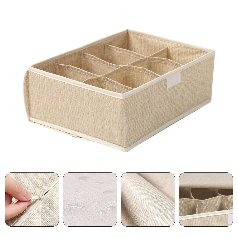 

Mini Storage Tray Drawer Box Boxes Socks and Organizer Multi-purpose Grids Khaki