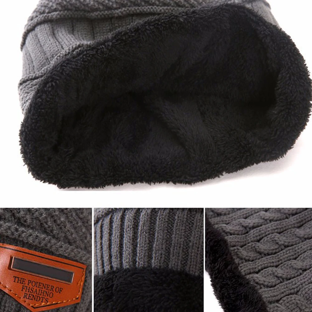 

Hats for Men Ear Protection and Warm Outdoor Knit Beanie Winter Men's Knitted Cap Dark Grey Man