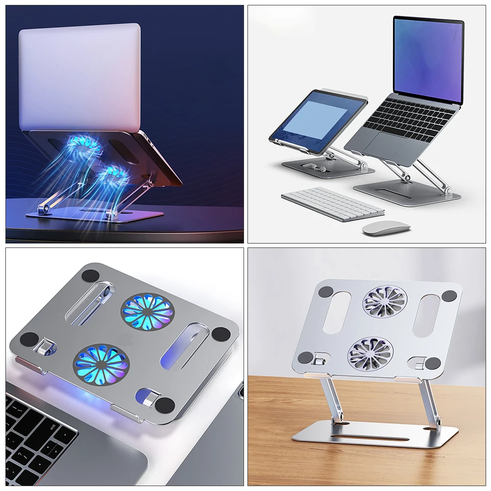 

Dual Fan Cooling Bracket 17.3 Inch Laptop Aluminum Stand Adjustable 180 Degree Joint Large Fans Quiet Gaming Notebook Ventilated