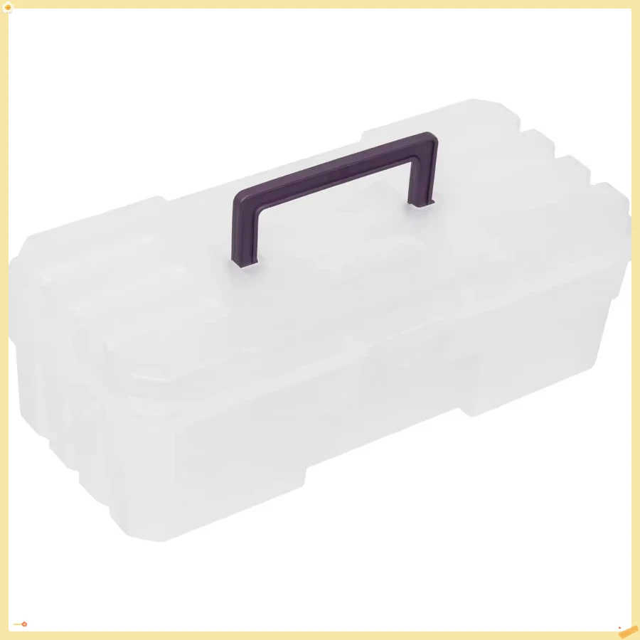 Scatola portaoggetti in plastica trasparente da 12 pollici - Organizzatore portatile per artigianato artistico con manico per forniture e strumenti