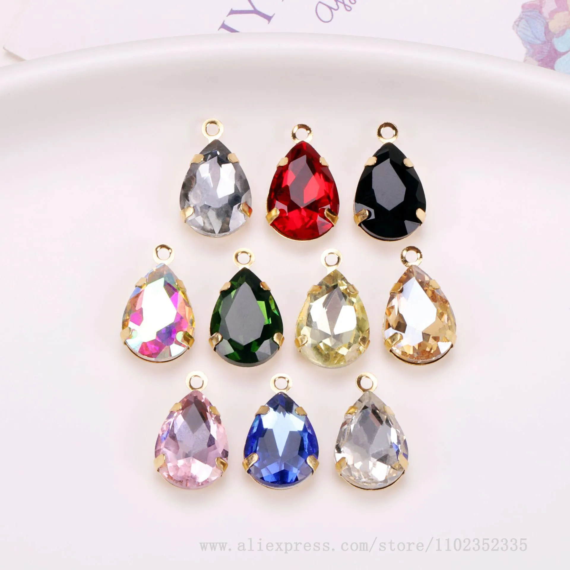 50pcs/ Bag  Fashion water droplet glass gemstone diamond DIY clothing, wedding dress, shoes, accessories production accessories