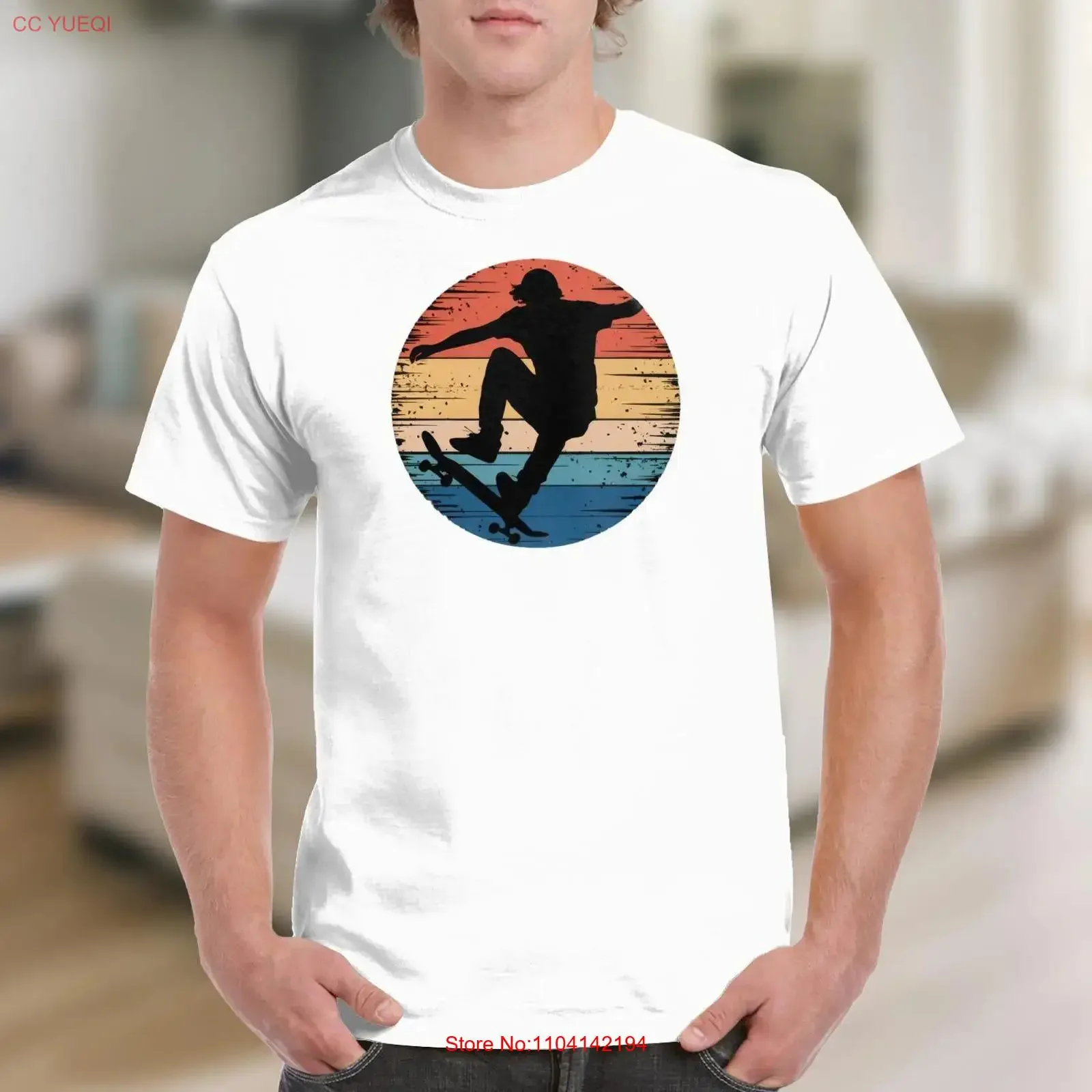 Vintage Skateboarding T Shirt Skater Silhouette Retro Design Cool Skateboarder Unique Skating Men's Skatewear vintage Washed